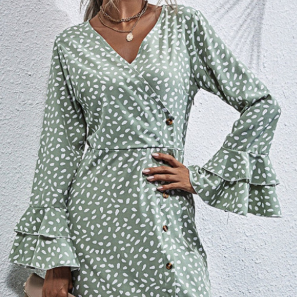 Green Vintage Style Polka Dot Dress